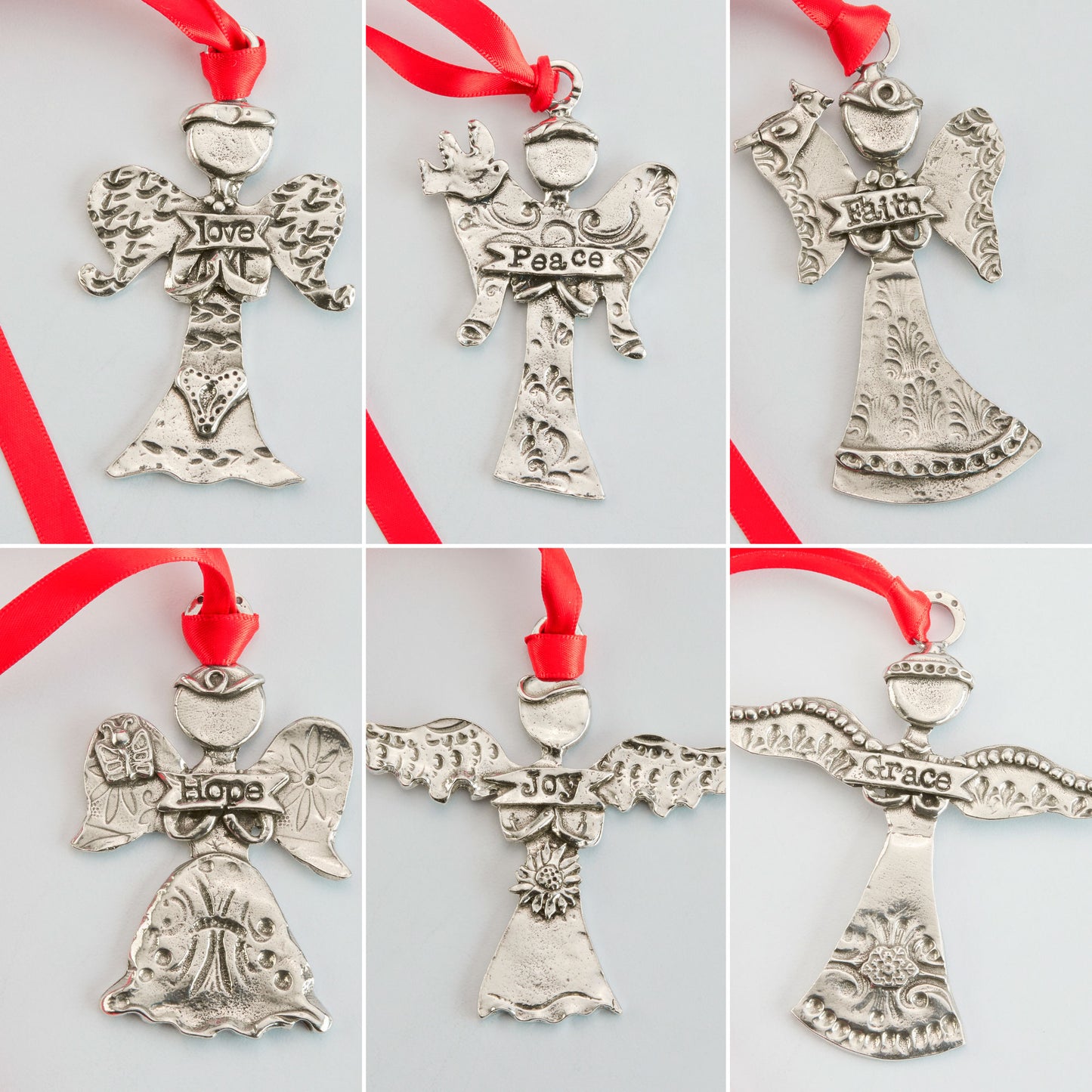 pewter angel ornament set