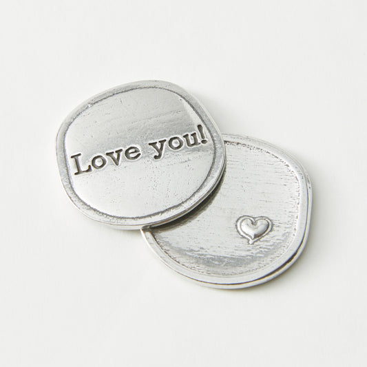 pewter love you coin, keepsake gifts