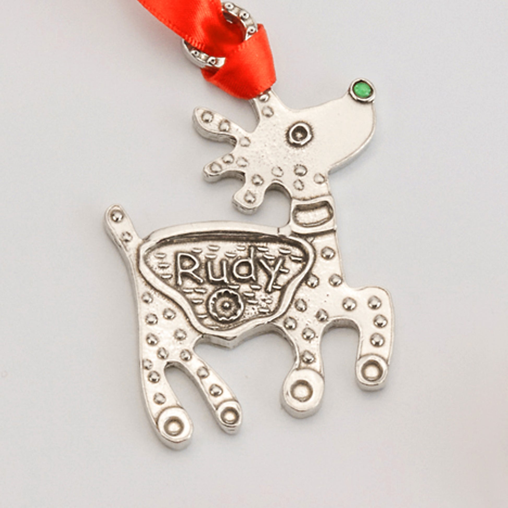 pewter Rudy reindeer ornament
