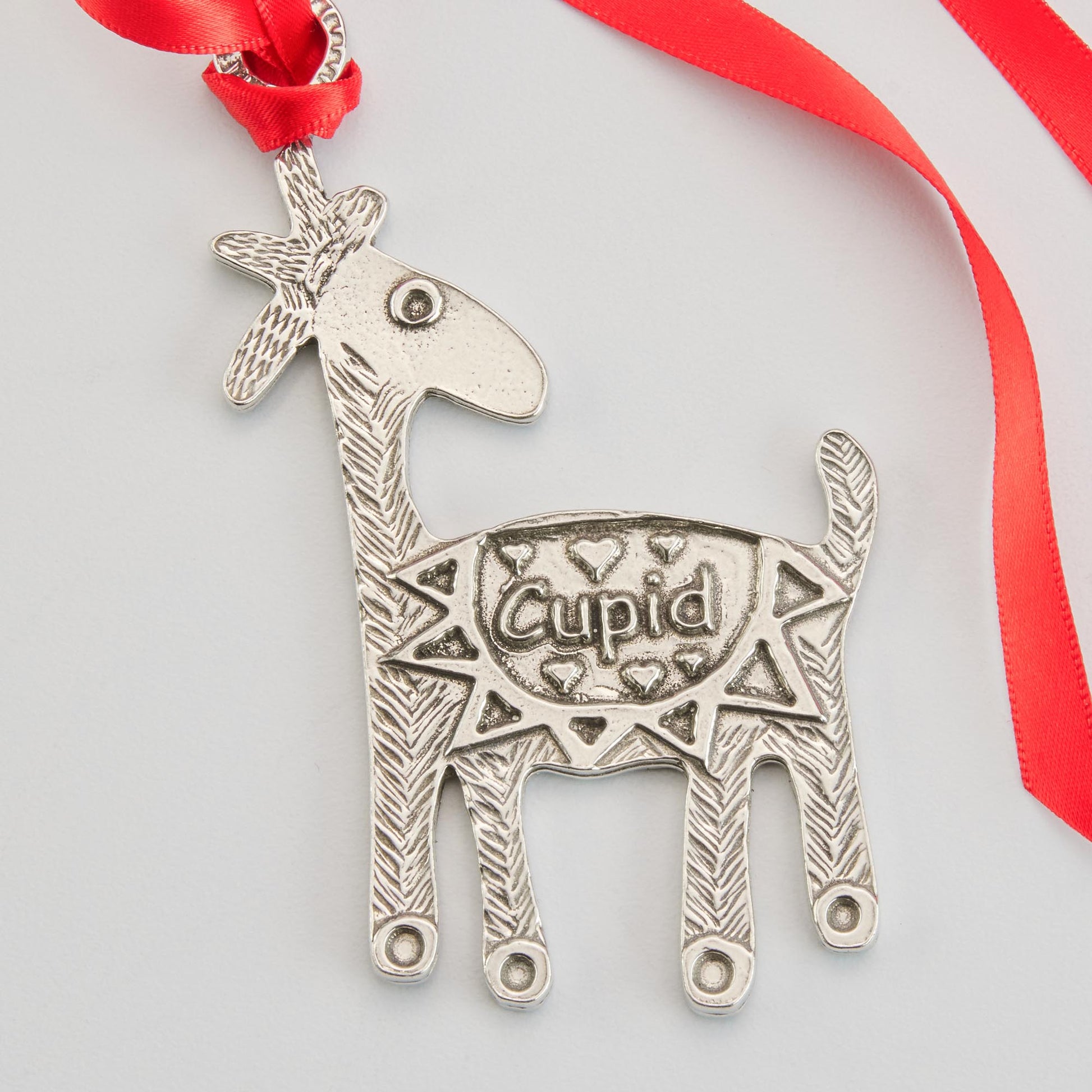 pewter cupid reindeer ornament