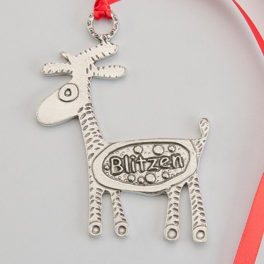 pewter reindeer blitzen ornament