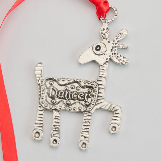 pewter dancer reindeer ornament