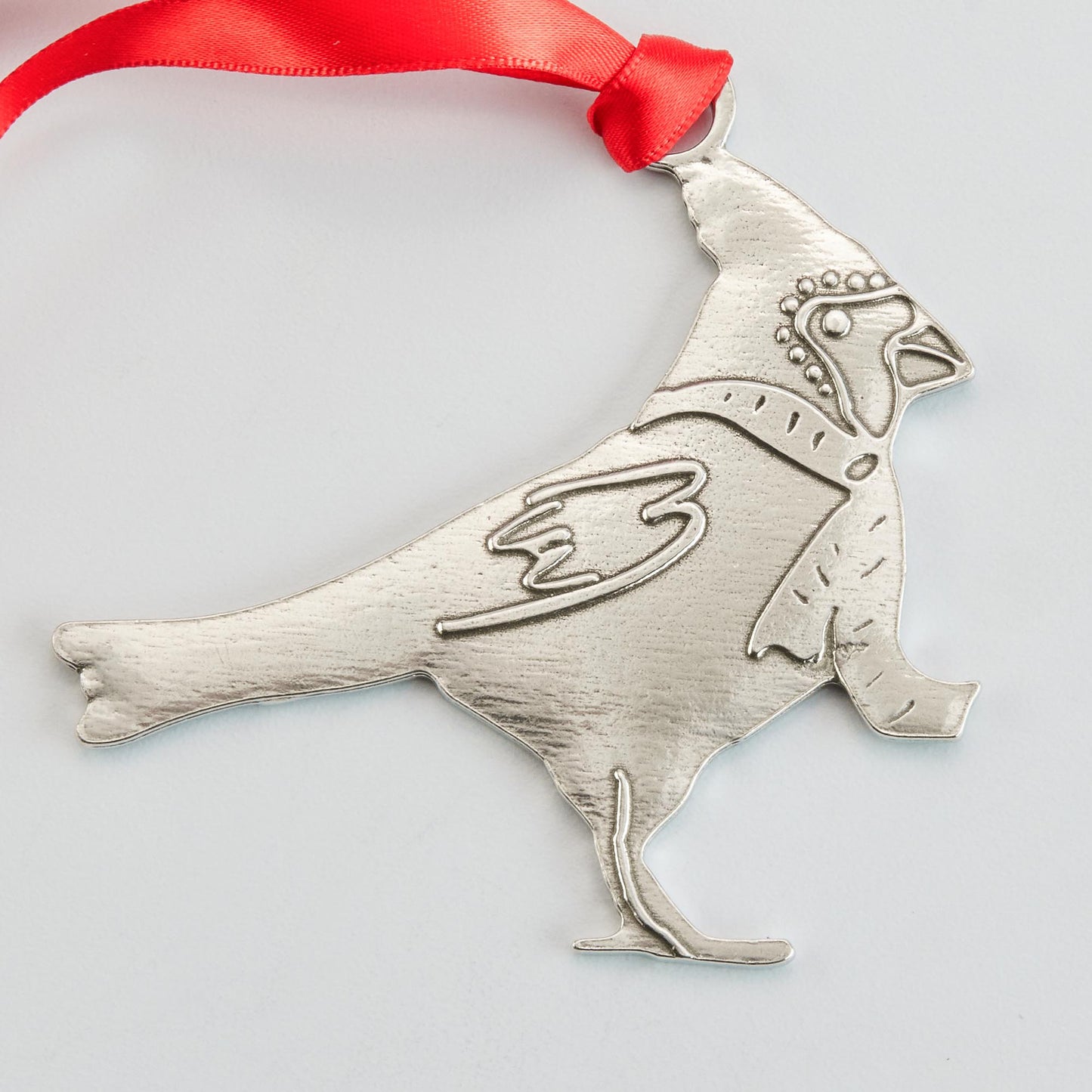 pewter cardinal ornament, brid ornaments