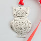 pewter owl with scarf ornament, bird ornaments