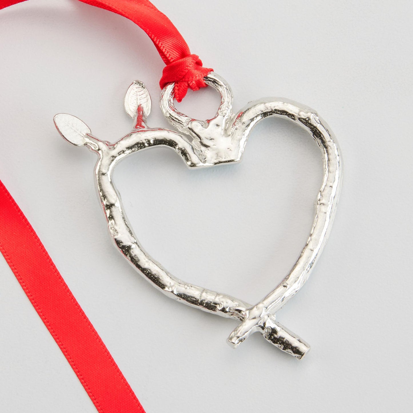 pewter heart twig ornament