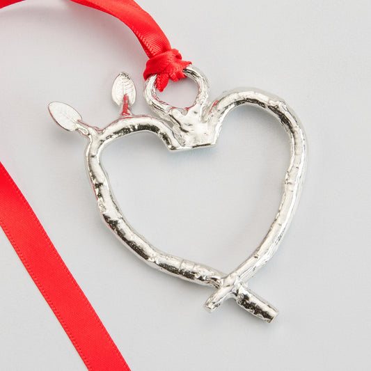 pewter heart twig ornament