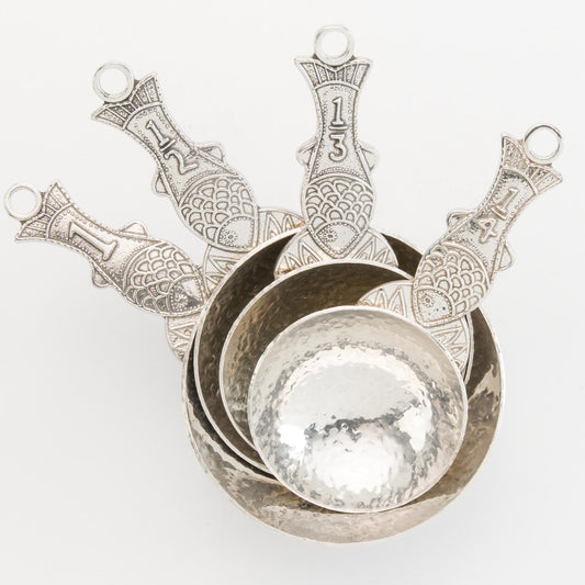 pewter fish measuring cups