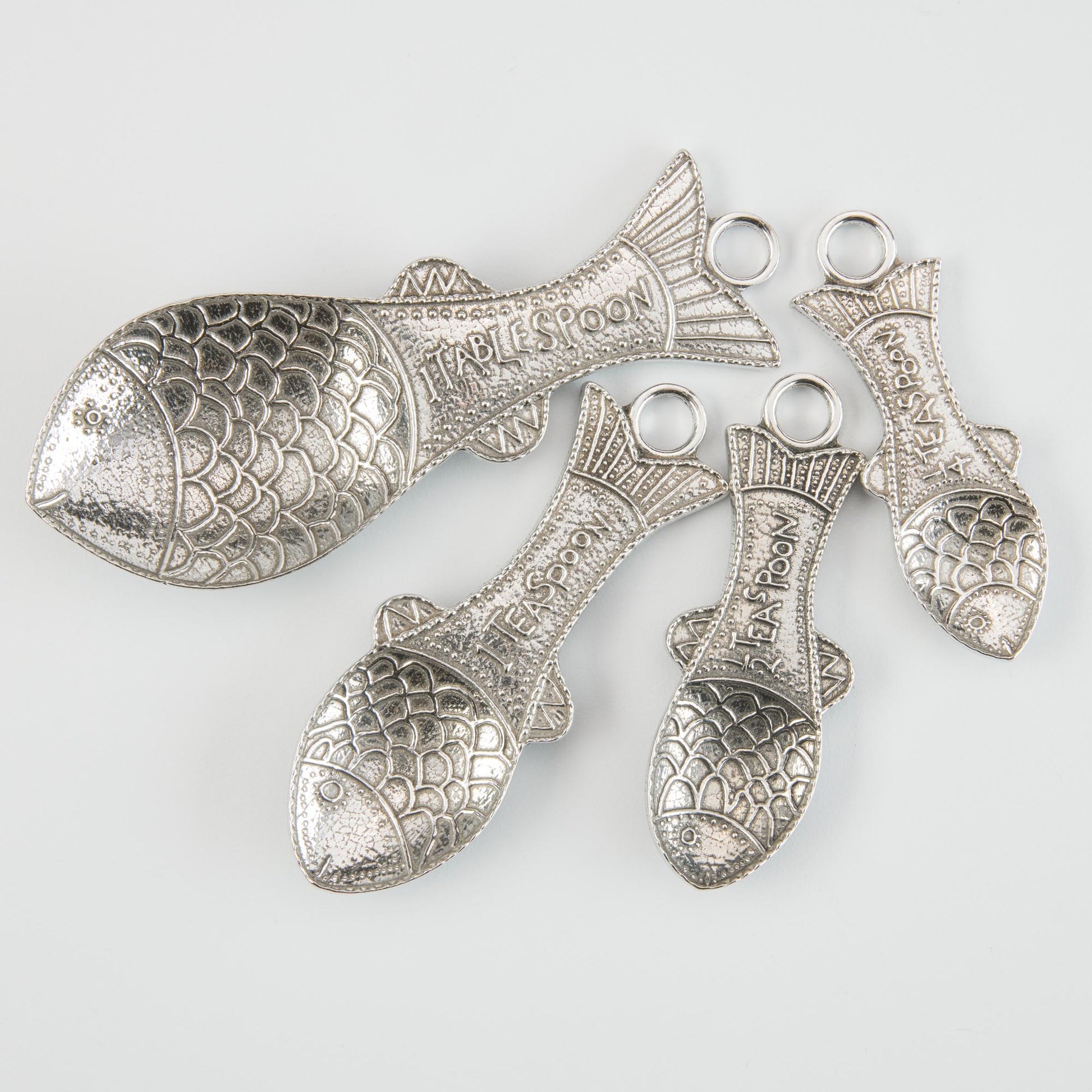 Fish Pewter Measuring Spoons with Counter Top Post - Ocean Offerings