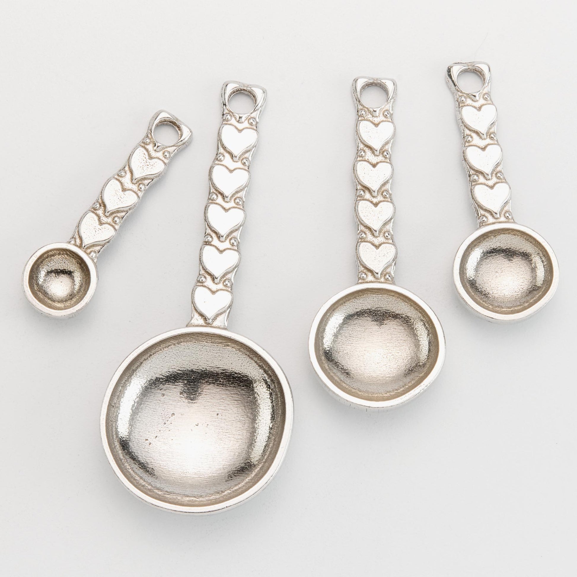 pewter heart measuring spoons