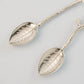 pewter pair of leaves condiment spoons